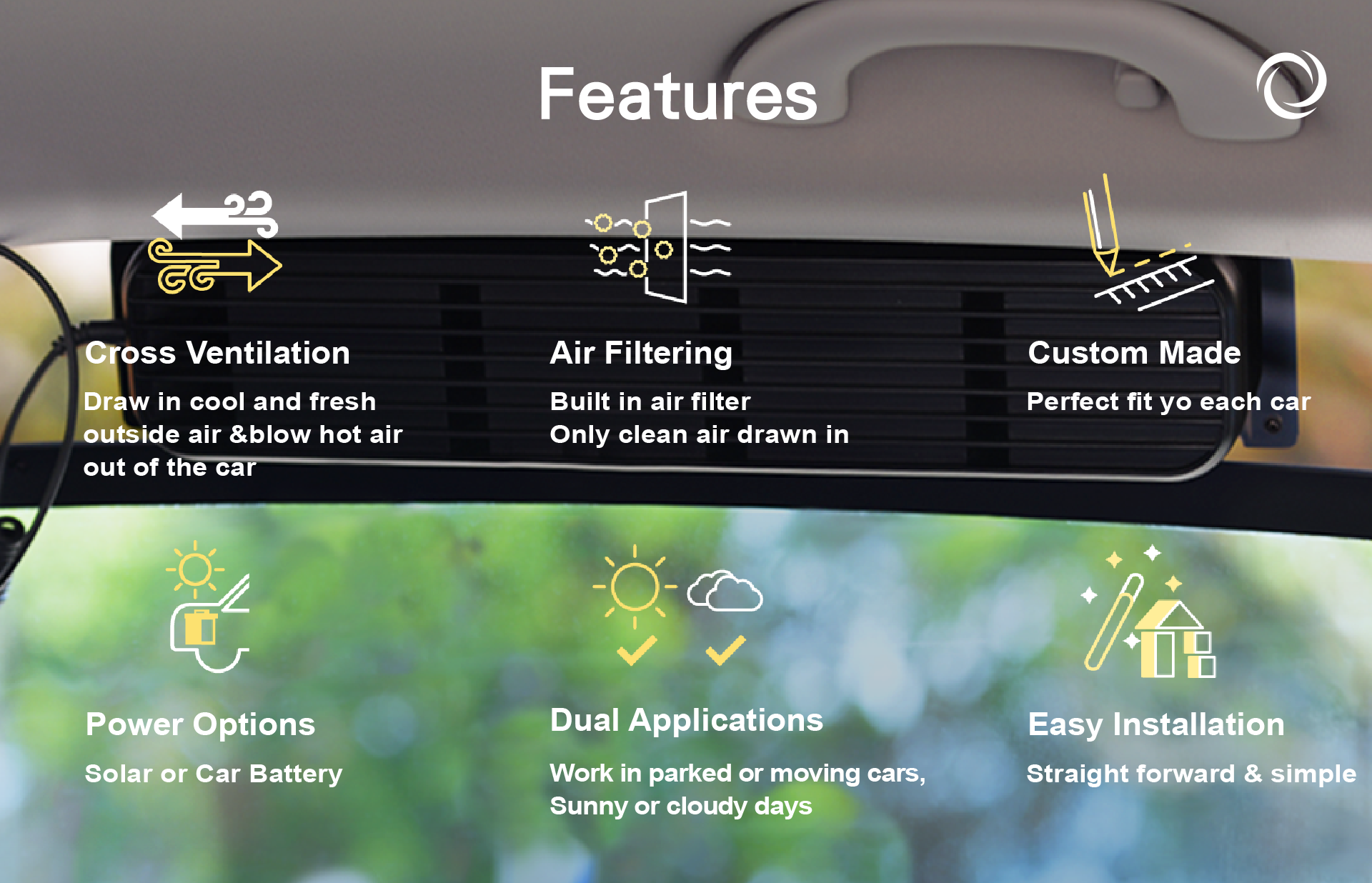 Newest Car Ventilator, Car Air Vent Cooling Fan Window Fan; ECVV SA –